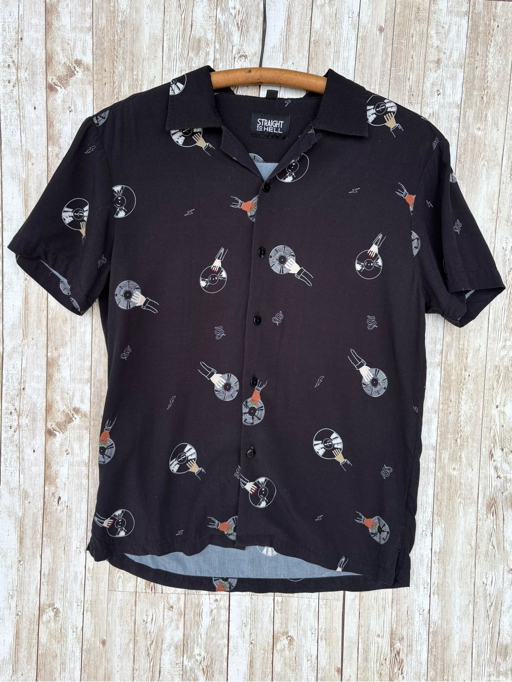 Straight To Hell Button Up Vinyl Record Shirt